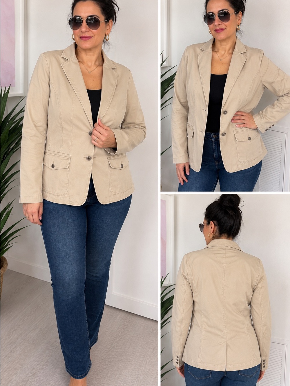 Tommy Hilfiger Beige Tailored Cotton Blazer